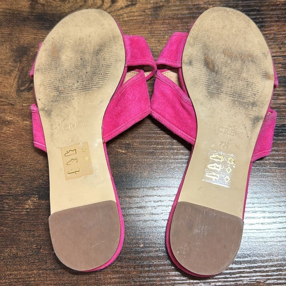 J Crew Hot Pink Suede Slide Sandals size 7.5 - Picture 5 of 8